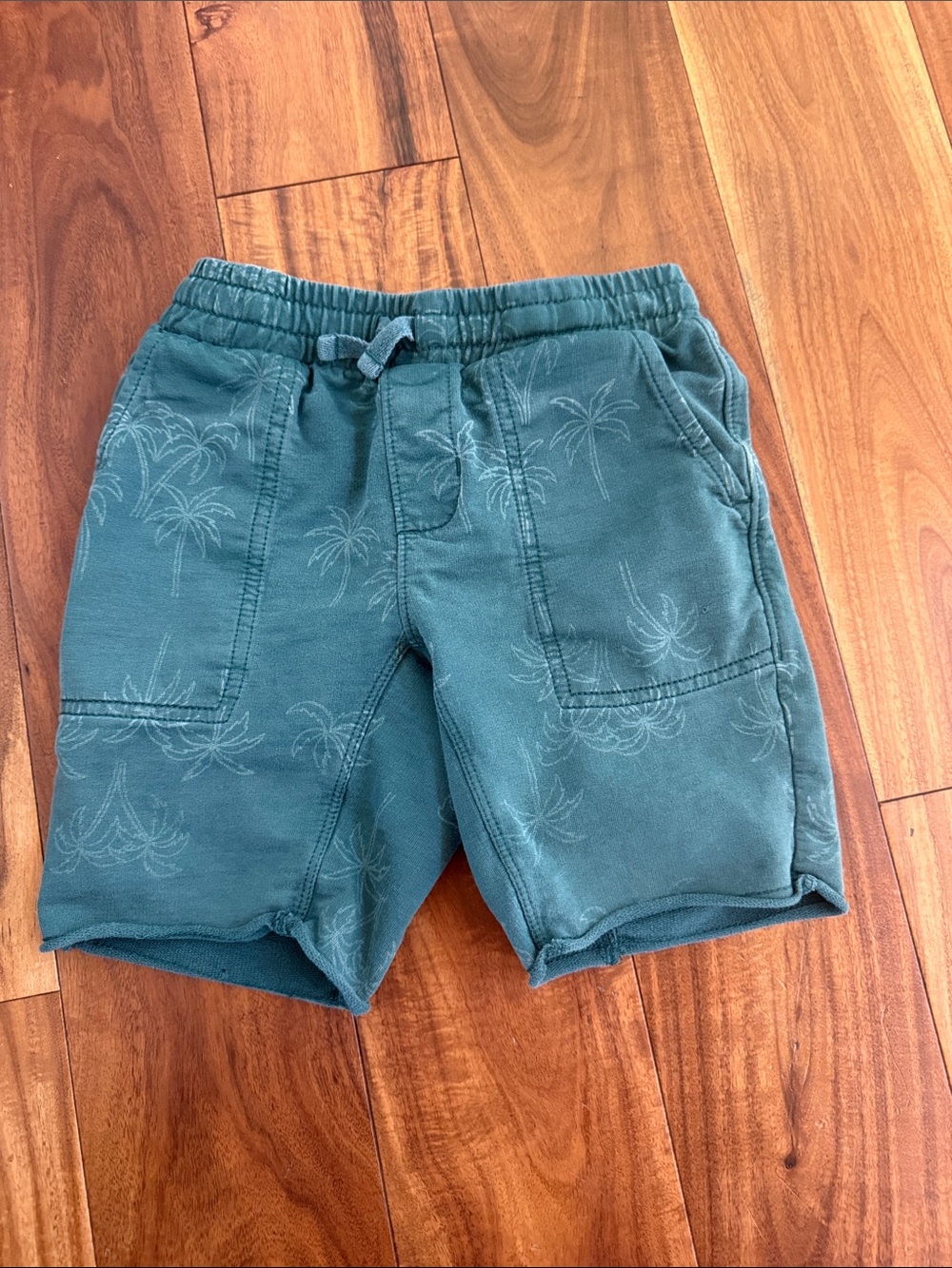 Tea Collection Teal Palm-Print Drawstring Shorts